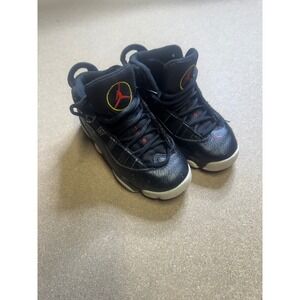 Kids Jordan 6 Rings Black Red Toddler Basketball Shoes Size 11C
